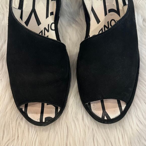 Fly London Palp Leather Wedge Sandals Peep Toe Logo Slingback, Black - Picture 6 of 13